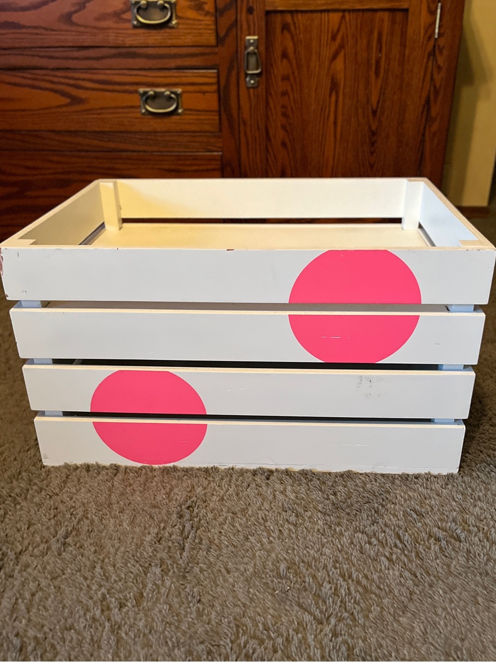 Pink Victoria’s Secret polkadot wood display Crete